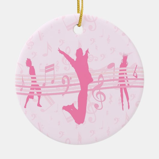 Aangepaste muziekdans en drama roze keramisch ornament (Voorkant)