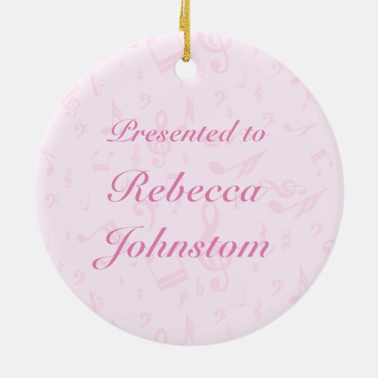 Aangepaste muziekdans en drama roze keramisch ornament (Achterkant)