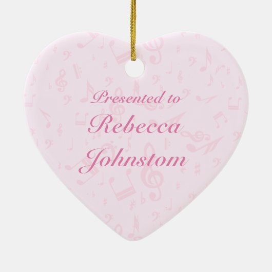 Aangepaste muziekdans en drama roze keramisch ornament (Achterkant)