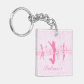 Aangepaste muziekdans en drama roze sleutelhanger (Voorkant Links)