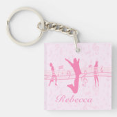 Aangepaste muziekdans en drama roze sleutelhanger (Voorkant)