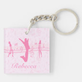 Aangepaste muziekdans en drama roze sleutelhanger (Achterkant)