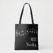 Aangepaste muziekdocentafel - zwart tote bag (Voorkant)