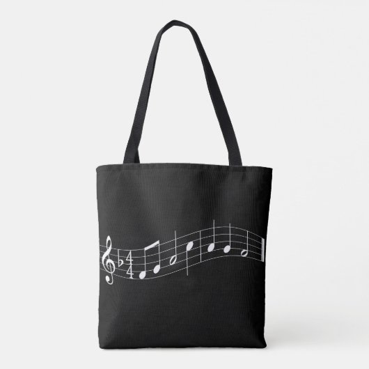 Aangepaste muziekdocentafel - zwart tote bag (Achterkant)