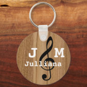 aangepaste muziekklep op hout sleutelhanger (Achterkant)