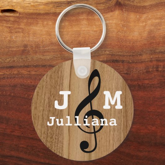 aangepaste muziekklep op hout sleutelhanger (Achterkant)