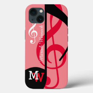 aangepaste muzieknoot roze iPhone 13 hoesje
