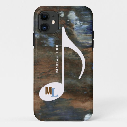 Aangepaste muzieknoot verouderde textuur Case-Mate iPhone case (Achterkant)