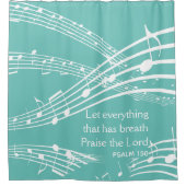 Aangepaste Muzieknoten Blauwgroen Douchegordijn (Voorkant)