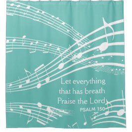 Aangepaste Muzieknoten Blauwgroen Douchegordijn