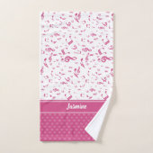 Aangepaste Muzieknoten en harten Pattern Pink Bad Handdoek (Handdoek)
