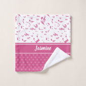 Aangepaste Muzieknoten en harten Pattern Pink Bad Handdoek (Wasdoekje)