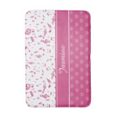 Aangepaste Muzieknoten en Hearts Patroon roze wit Badmat (Voorkant Verticaal)