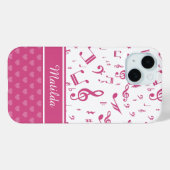 Aangepaste Muzieknoten en Hearts Patroon roze wit Case-Mate iPhone Case (Achterkant (horizontaal))