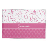 Aangepaste Muzieknoten en Hearts Patroon roze wit Kussensloop (Achterkant)