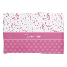 Aangepaste Muzieknoten en Hearts Patroon roze wit