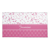Aangepaste Muzieknoten en Hearts Patroon roze wit Kussensloop (Achterkant)