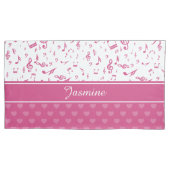 Aangepaste Muzieknoten en Hearts Patroon roze wit Kussensloop (Voorkant)