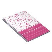 Aangepaste Muzieknoten en Hearts Patroon roze wit Notitieboek (Rechterzijde)