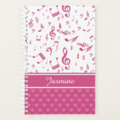 Aangepaste Muzieknoten en Hearts Patroon roze wit Planner (Voorkant)
