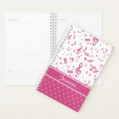 Aangepaste Muzieknoten en Hearts Patroon roze wit Planner (Display)
