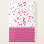 Aangepaste Muzieknoten en Hearts Patroon roze wit Planner (Achterkant)