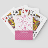 Aangepaste Muzieknoten en Hearts Patroon roze wit Speelkaarten (Achterkant)