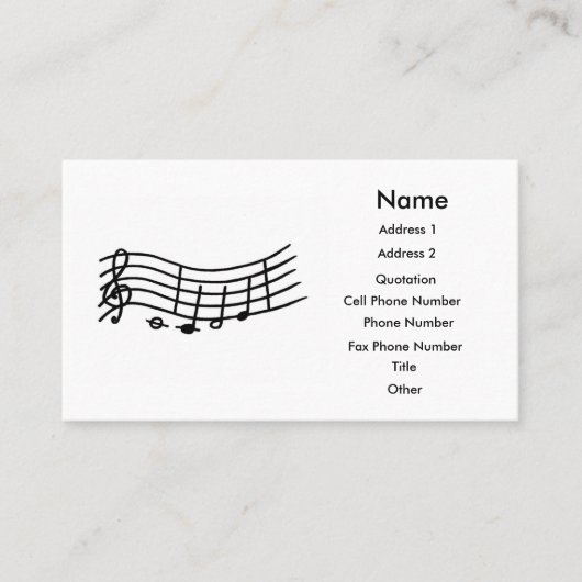 Aangepaste Muzieknoten en schaalbare visitekaartje (Voorkant)