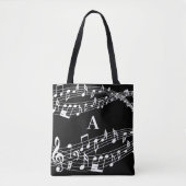 Aangepaste Muzieknoten Monogram Zwart-Wit Tote Bag (Voorkant)