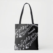 Aangepaste Muzieknoten Naam Zwart-wit Tote Bag (Voorkant)