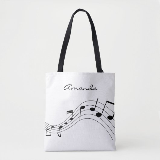 Aangepaste muzieknoten op een witte achtergrond tote bag (Voorkant)