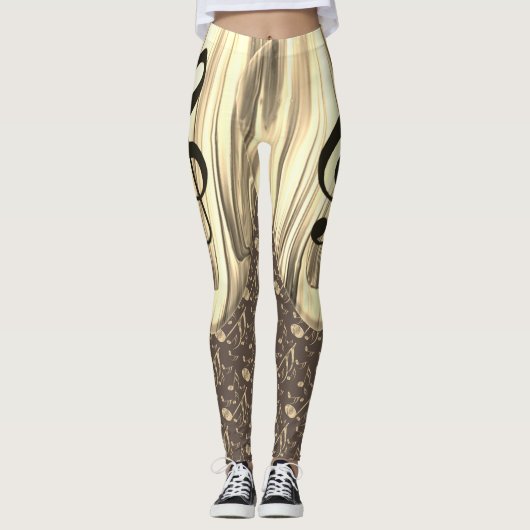 Aangepaste muzieknotitie gitaar Pick Leggings (Voorkant)