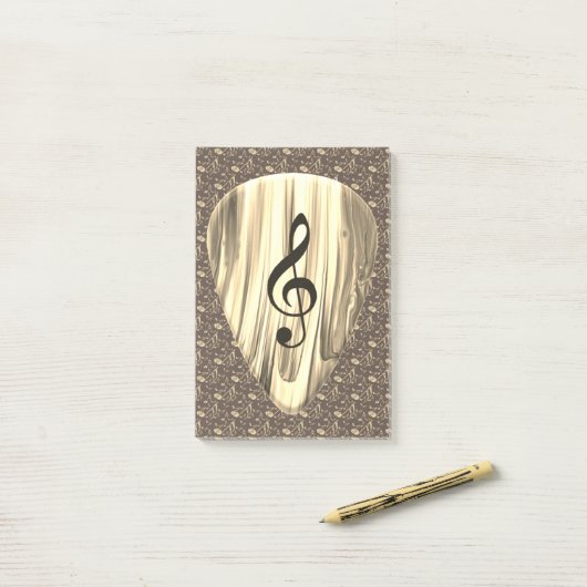 Aangepaste muzieknotitie gitaar Pick Post-it® Notes (Op bureau)