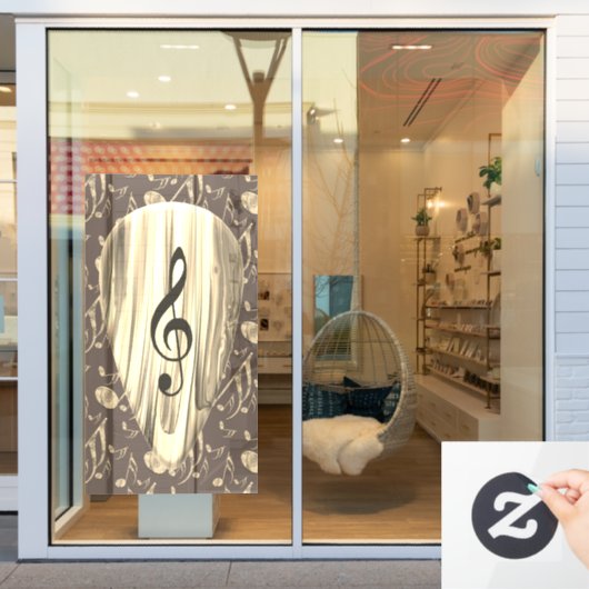 Aangepaste muzieknotitie gitaar Pick Raamsticker (Winkelraam)