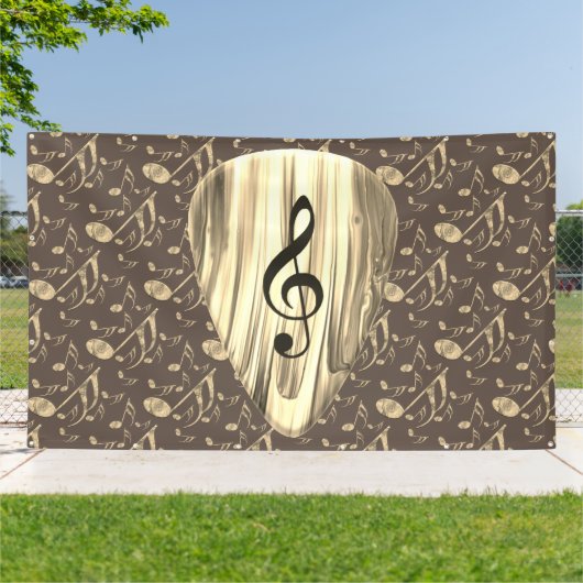 Aangepaste muzieknotitie gitaar Pick Spandoek (Buitenkant)