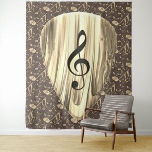 Aangepaste muzieknotitie gitaar Pick Wandkleed