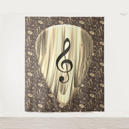 Aangepaste muzieknotitie gitaar Pick Wandkleed (Voorkant)