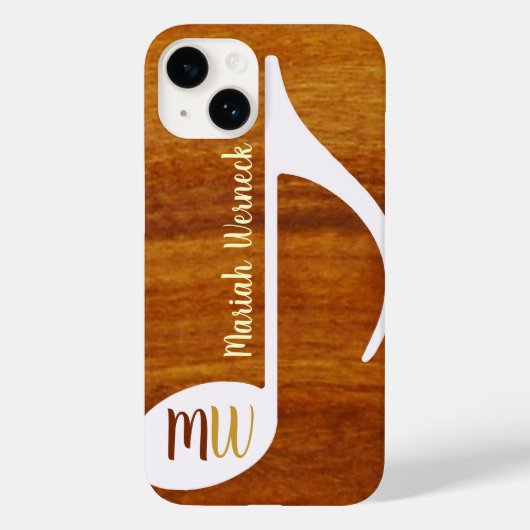 aangepaste muzieknotitie op hout Case-Mate iPhone case (Achterkant)
