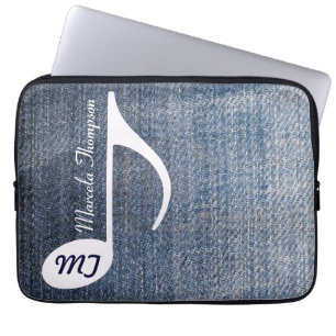 aangepaste muzieknotitie over jeans laptop sleeve