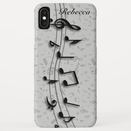 Aangepaste muzieknotities voor zwart en grijs Case-Mate iPhone case (Achterkant)