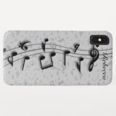 Aangepaste muzieknotities voor zwart en grijs Case-Mate iPhone case (Achterkant (horizontaal))