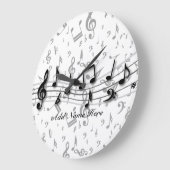 Aangepaste muzieknotities voor zwart en grijs grote klok (Hoek)
