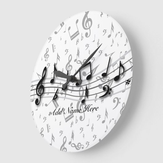Aangepaste muzieknotities voor zwart en grijs grote klok (Hoek)