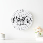 Aangepaste muzieknotities voor zwart en grijs grote klok (Huis)