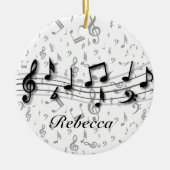 Aangepaste muzieknotities voor zwart en grijs keramisch ornament (Voorkant)