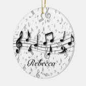 Aangepaste muzieknotities voor zwart en grijs keramisch ornament (Links)