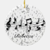 Aangepaste muzieknotities voor zwart en grijs keramisch ornament (Achterkant)