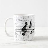 Aangepaste muzieknotities voor zwart en grijs mok (Links)