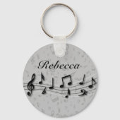 Aangepaste muzieknotities voor zwart en grijs sleutelhanger (Voorkant)