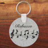 Aangepaste muzieknotities voor zwart en grijs sleutelhanger (Voorkant)